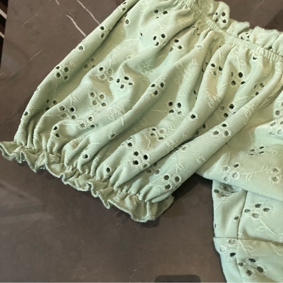 Hearts & Heels Sage Green Floral Smocked Babydoll Mini Dress Coquette Milkmaid - Picture 7 of 10